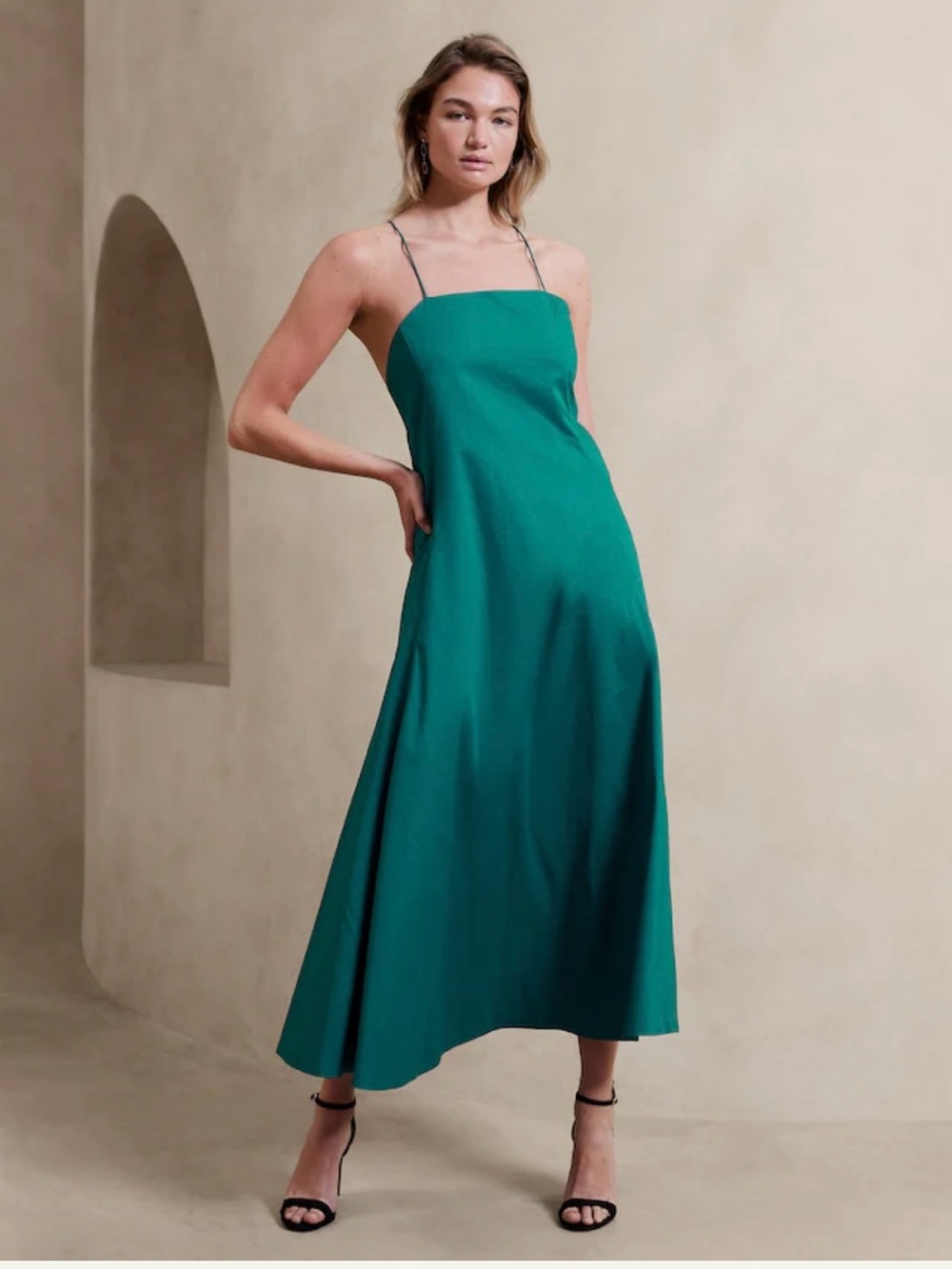 NWT Banana Republic Teal Slip Midi Dress